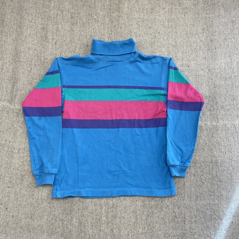 Vintage Striped Turtleneck Sweatshirt Men Small Blue 1990s‎ L.L. Bean